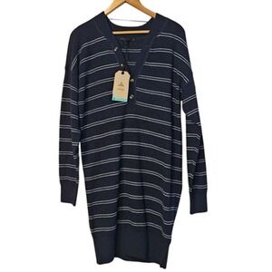 prAna Dress Womens Medium Milani Henley Sweater Knit Organic Stripe